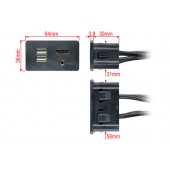 HDMI + 2x USB + JACK socket with cable