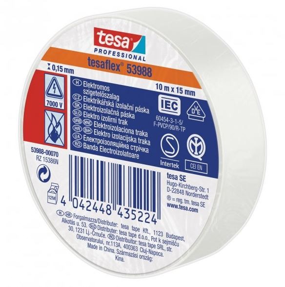 Izolační páska Tesa 53988 PVC 19/20 bílá
