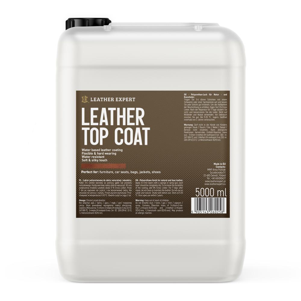Polyuretanový lak na kůži Leather Expert - Leather Top Coat (5 l) - lesk