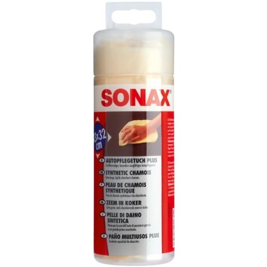 Sonax artificial buckskin in plastic packaging