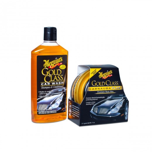Kitul Meguiar's Gold Class Wash & Wax este un set de bază de produse cosmetice auto pentru spălarea și protejarea vopselei