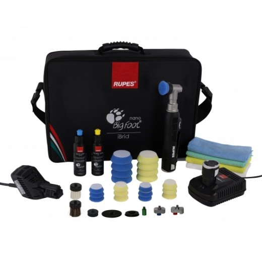 RUPES iBrid BigFoot nano, Short Neck Deluxe Kit - nano leštička s krátkým krkem, kompletní sada s taškou a příslušenstvím