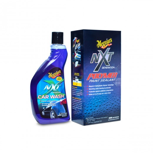 Kitul Meguiar's NXT Wash & Wax este un set de bază de produse cosmetice auto pentru spălarea și protejarea vopselei