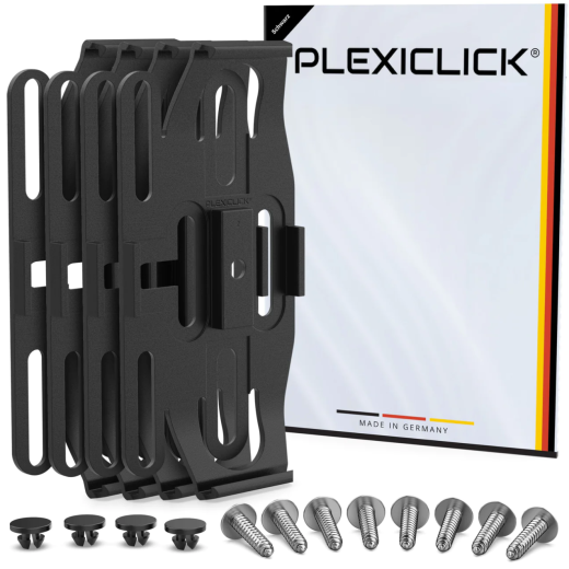 Suport negru pentru plăcuță de înmatriculare Plexiclick V1 Black (110 mm)