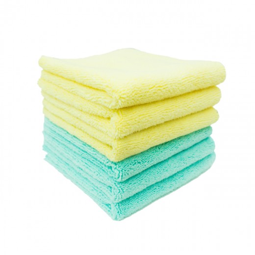 Set of microfiber towels Purestar Two Face Buffing Towel Yellow/Mint Set