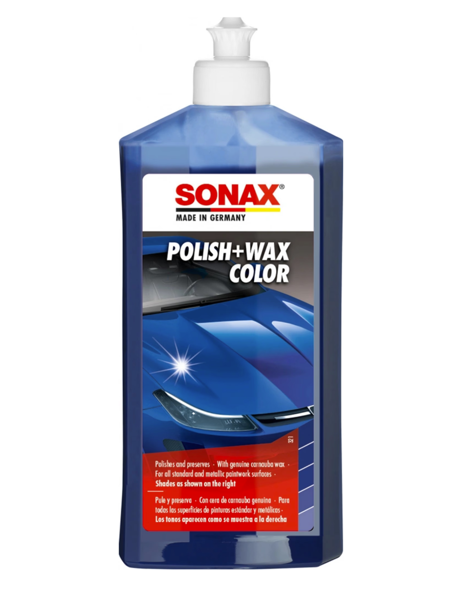 Leštěnka s voskem na modré barvy Sonax Polish+Wax Color Blau (500 ml)