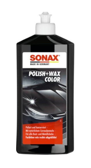 Leštěnka s voskem na černé barvy Sonax Polish+Wax Color Schwarz (500 ml)