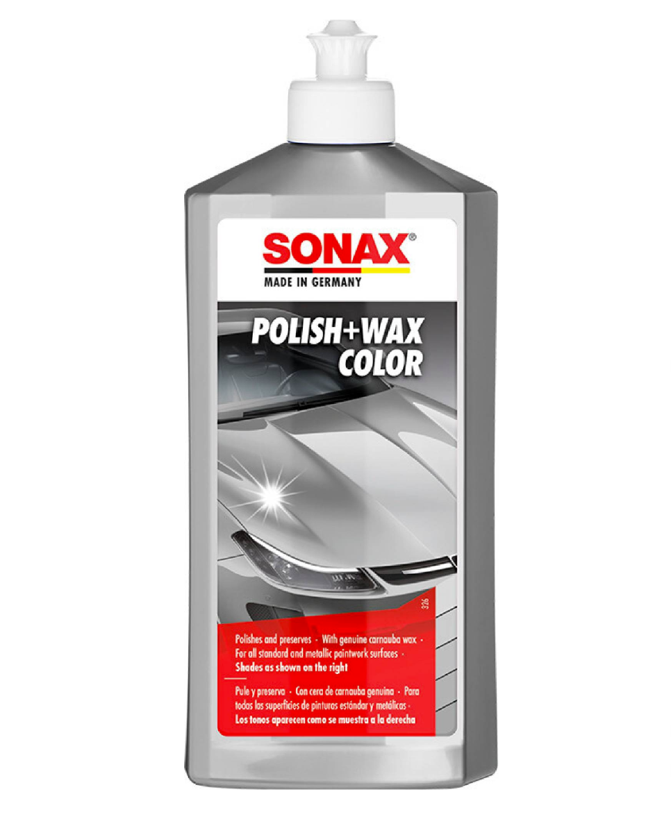 Leštěnka s voskem na stříbrné a šedé barvy Sonax Polish+Wax Color Silber/Grau (500 ml)
