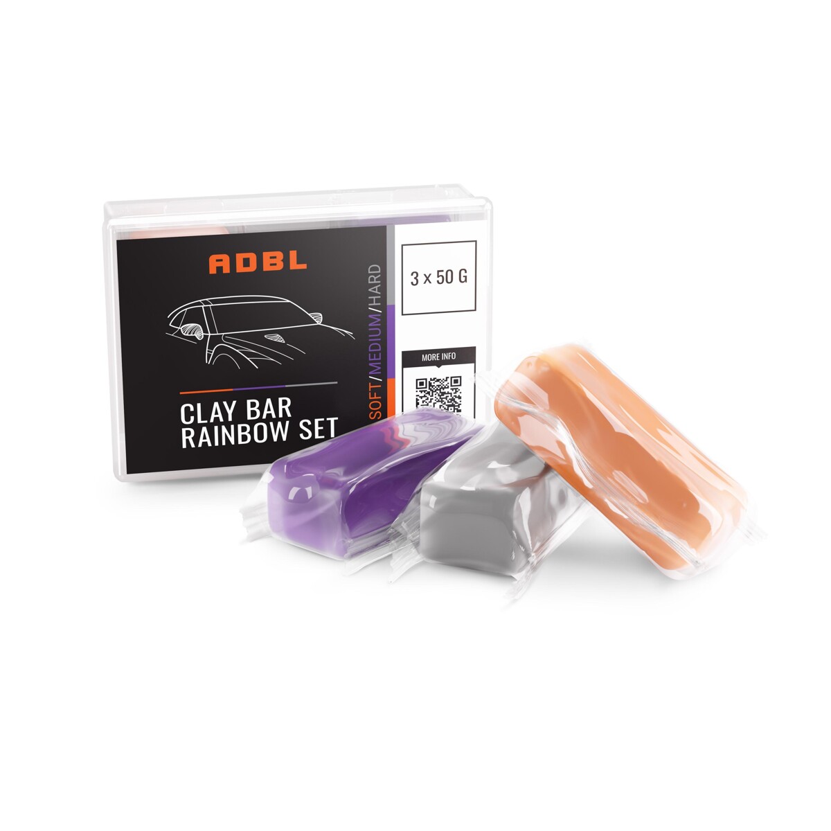 Set Clayů ADBL Clay Bar Rainbow Set (3x 50g)