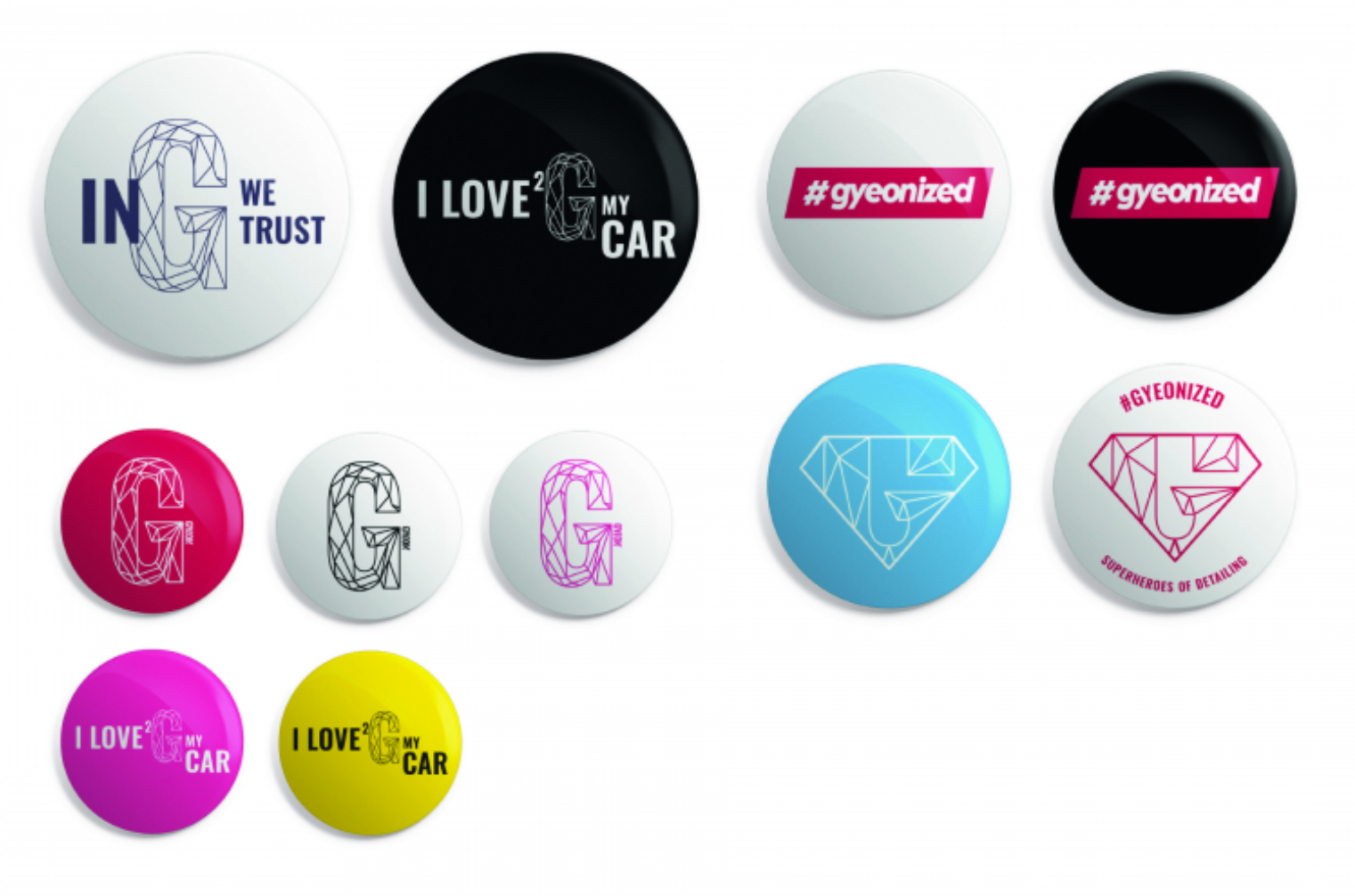 Odznáčky Gyeon Mix of Gyeon Badges (100 pcs) 37/44/56 mm