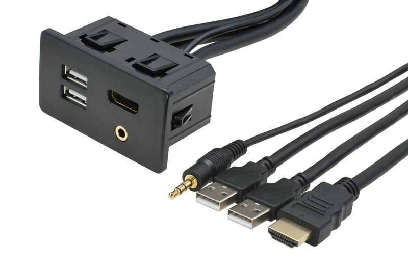 HDMI + 2x USB + JACK zásuvka s kabelem