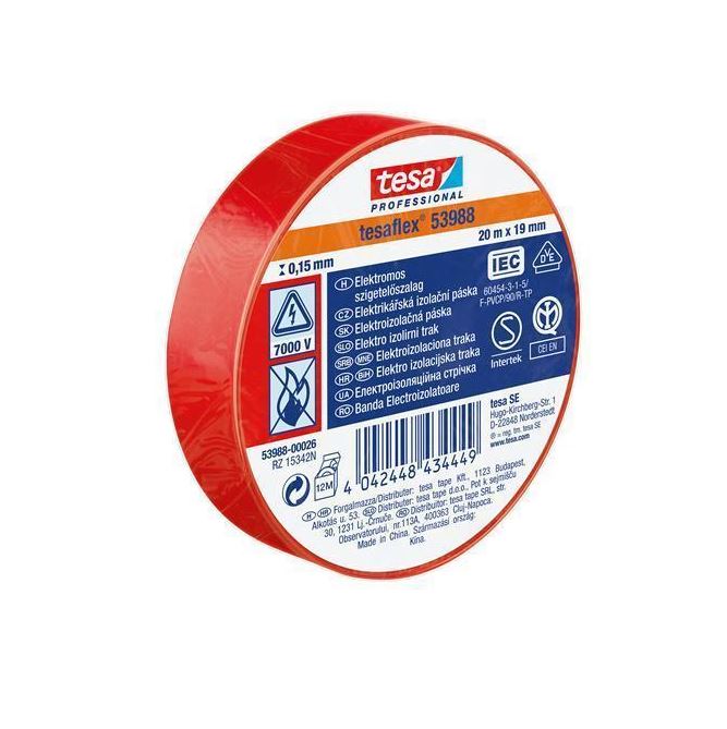 Izolační páska Tesa 53988 PVC 15/10 červená