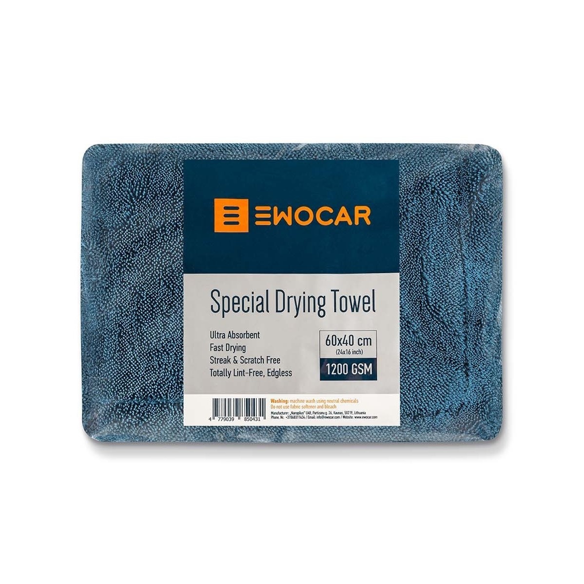 Sušicí ručník Ewocar Special Twisted Loop Drying Towel - Blue (40 x 60 cm)